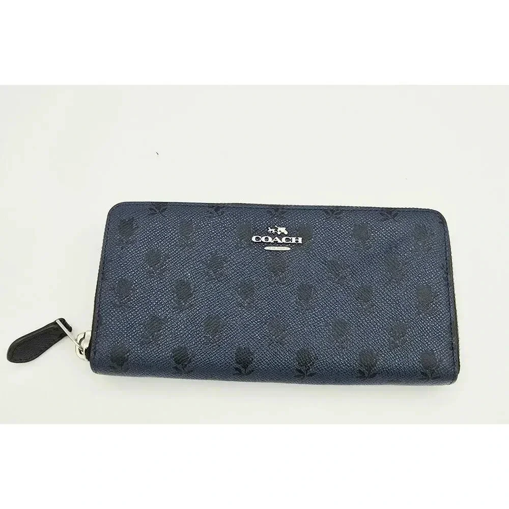 Coach Coated Canvas Accordion Zip Badlands Flower Floral Print Wallet
